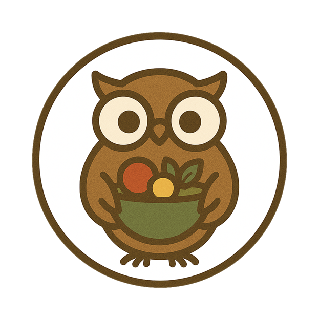 owl inside bowl with a palm on the background